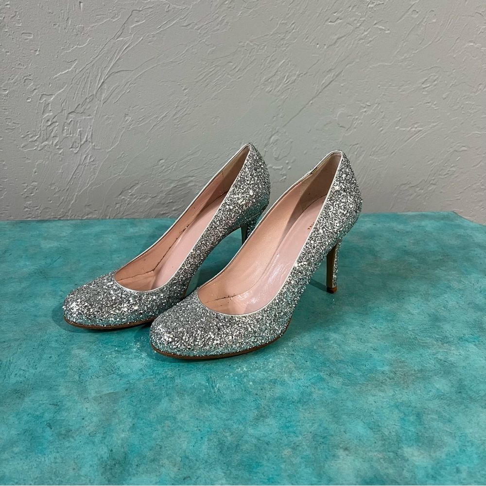 Kate Spade Silver Glitter Pumps Karolina High-Heel